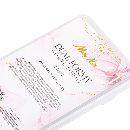 Górne formy do paznokci dualformy do żelu akrylożelu akrylu kwadrat z podziałką Molly Nails 220 szt model PH-68