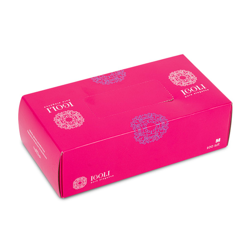 Rękawiczki jednorazowe nitrylowe diagnostyczne i ochronne IGOLI rozmiar M fuksja 100 szt