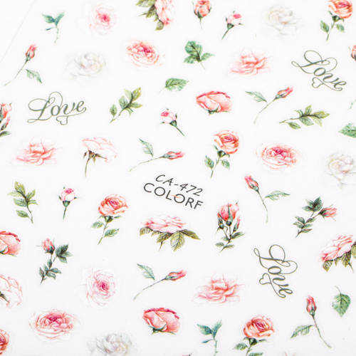 Naklejki do paznokci samoprzylepne walentynkowe róże CA-472