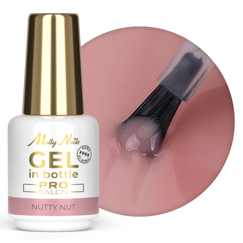 Żel budujący w butelce z pędzelkiem Gel in Bottle Molly Nails Pro Salon Nutty Nut HEMA/Di-HEMA Free 15g
