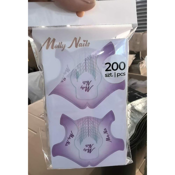 Szablony formy do przedłużania paznokci plastikowe do żelu akrylożelu Molly Nails Flexible fioletowe 200 szt