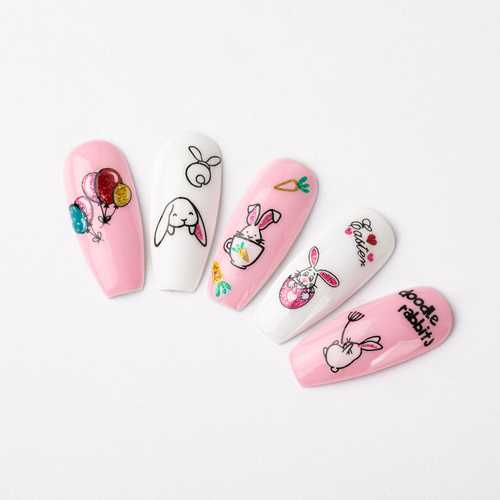 Naklejki do paznokci 3D samoprzylepne brokatowe wielkanocne BLE 1047D