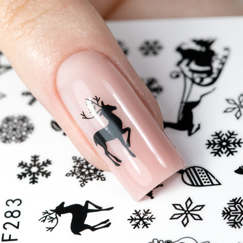 Naklejki do paznokci cienkie samoprzylepne świąteczne Molly Nails F283 czarne