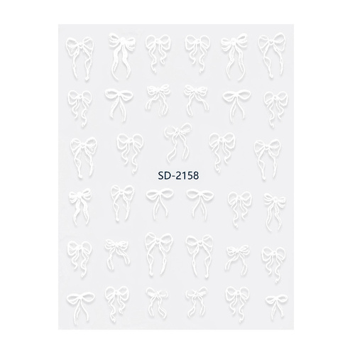 Naklejki do paznokci 5D samoprzylepne kokardki białe SD-2158