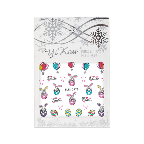 Naklejki do paznokci 3D samoprzylepne brokatowe wielkanocne BLE 1047D