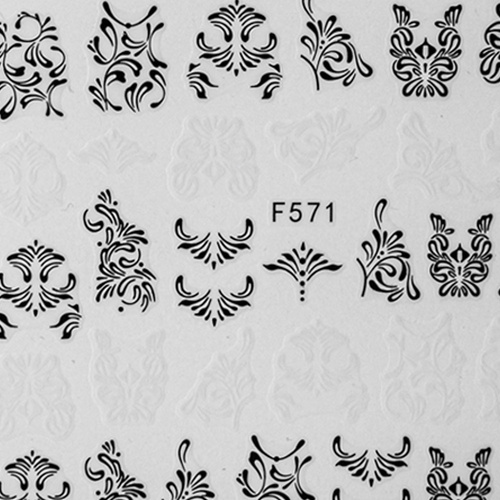 Naklejki do paznokci cienkie samoprzylepne wzory ornamenty F571