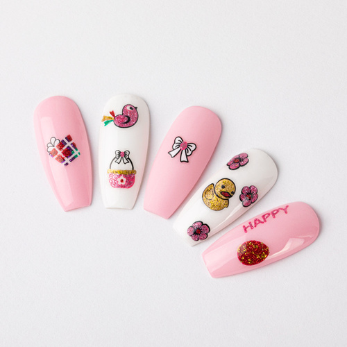 Naklejki do paznokci 3D samoprzylepne brokatowe wielkanocne BLE 1053D