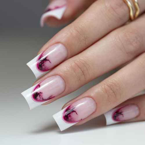 Naklejki samoprzylepne na paznokcie 5D/ French/ Francuska linia uśmiechu 20szt pink SD-2281