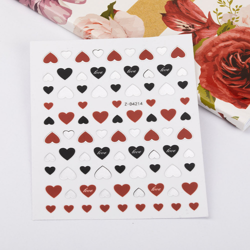 Naklejki do paznokci cienkie samoprzylepne serduszka Z-D4214 dark red ciemny czerwony