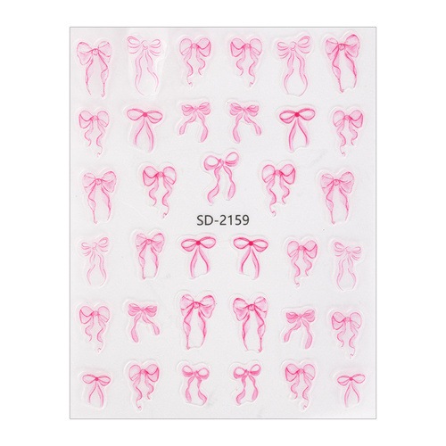 Naklejki do paznokci 5D samoprzylepne kokardki różowe SD-2159