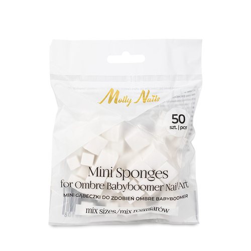 Zestaw mini gąbek do zdobień ombre babyboomer Molly Nails mix rozmiarów 50 sztuk