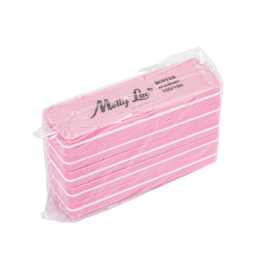 Polerka dwustronna Buffer mini szeroka Medium 100/180 różowa MollyLac 5szt