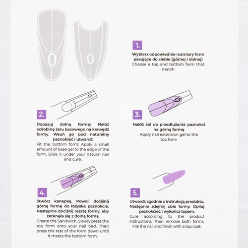 50sztuk Podwójne kanapkowe dual formy do budowy paznokci Sandwich dual forms owal 15 rozmiarów 240 szt