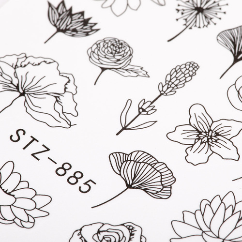 Naklejki wodne do paznokci kwiaty STZ-885