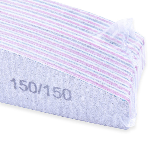 Pilnik do paznokci łódka zebra różowy środek 150/150 pakiet 10szt