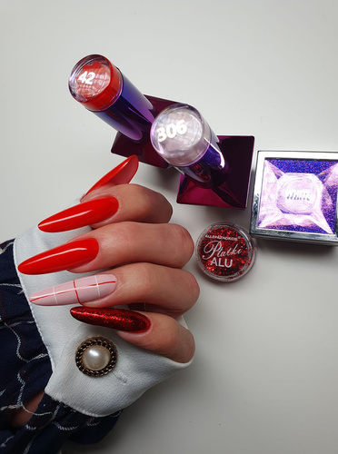 Pyłek do paznokci metaliczne Płatki Alu Allepaznokcie pasjonująca czerwień 0,2 g Nr 5