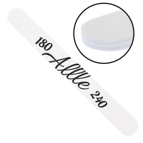 Pilnik do paznokci Bezpieczny Pakiet Allle prosty biały środek 180/240 CU-12 High Quality