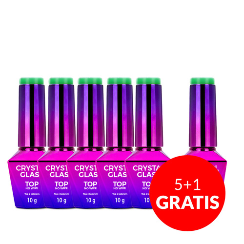 5+1gratis Kolorowy top bez przemywania top no wipe Crystal Glass Molly Nails Green HEMA/Di-HEMA Free 10g