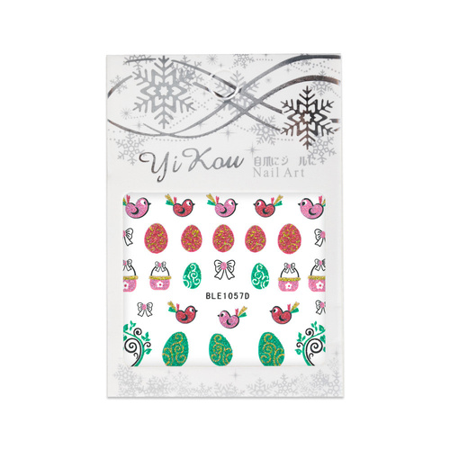 Naklejki do paznokci 3D samoprzylepne brokatowe wielkanocne BLE 1057D