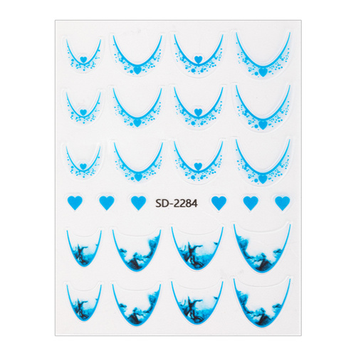 Naklejki samoprzylepne na paznokcie 5D/ French/ Francuska linia uśmiechu 20szt blue SD-2284