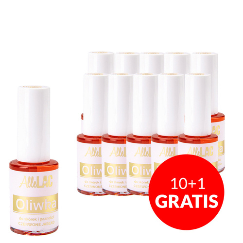 10+1gratis Oliwka do skórek i paznokci z pędzelkiem AlleLac o zapachu czerwonego jabłka 7ml