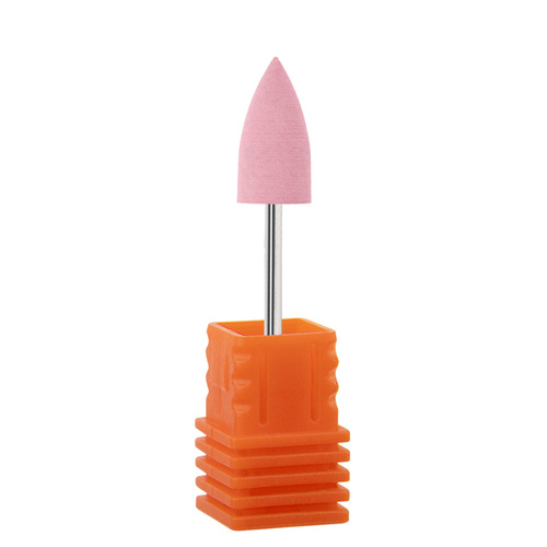 Frez gumowy różowy płomieniowy srebrny trzpień G1020K