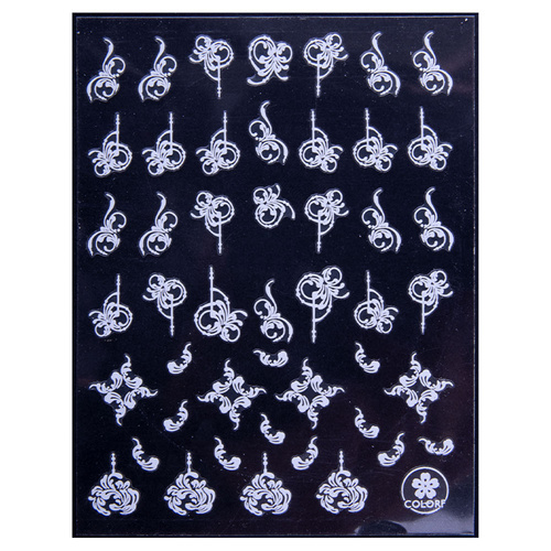 Naklejki do paznokci cienkie samoprzylepne wzory ornamenty CB-176 białe