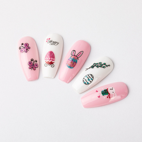 Naklejki do paznokci 3D samoprzylepne brokatowe wielkanocne  BLE 1105D