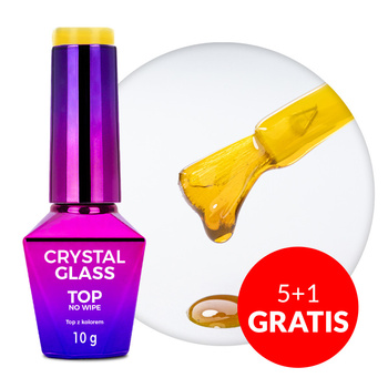 5+1gratis Kolorowy top bez przemywania top no wipe Crystal Glass Molly Nails Yellow HEMA/Di-HEMA Free 10g