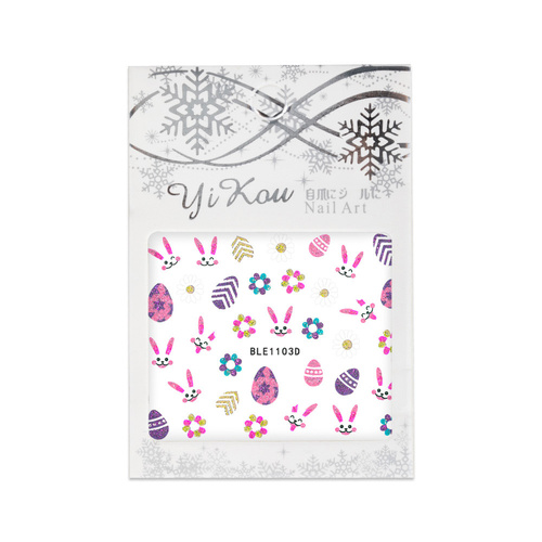 Naklejki do paznokci 3D samoprzylepne brokatowe wielkanocne BLE 1103D