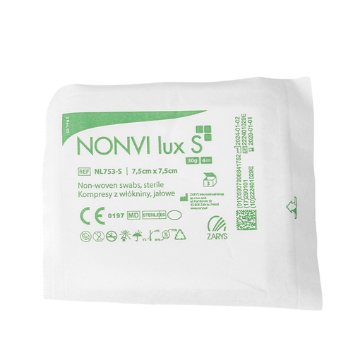 Kompresy jałowe włókninowe gaziki tamponada podologiczna wrastające paznokcie 7,5x7,5cm 30g 75szt