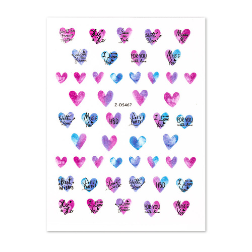 Naklejki do paznokci cienkie samoprzylepne serduszka Z-D5467 fioletowe