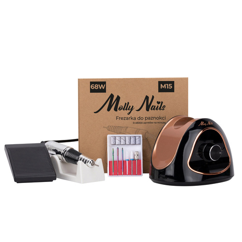 12sztuk Frezarka do paznokci 68W Molly Nails do manicure pedicure czarno-złota M15 45 000 obrotów