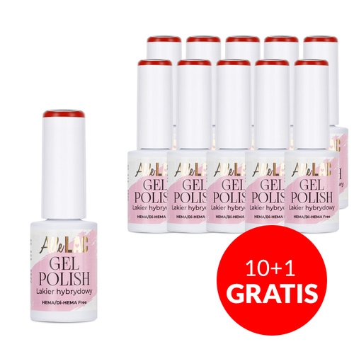 10+1gratis Lakier hybrydowy LED/UV Gel Polish Reds R3 Radiant Red AlleLac HEMA/Di-HEMA Free 6g