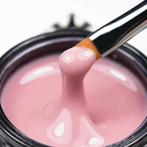 Budujący żel samopoziomujący twardy średniogęsty builder gel self leveling Molly Nails Smoky Pink HEMA/Di-HEMA Free 15 g