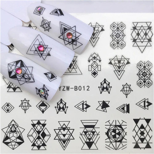 Naklejki wodne do paznokci geometryczne YZW-B012