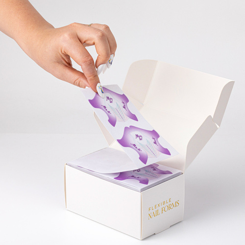 Szablony formy do przedłużania paznokci plastikowe do żelu akrylożelu MollyLac Flexible fioletowe 500 szt