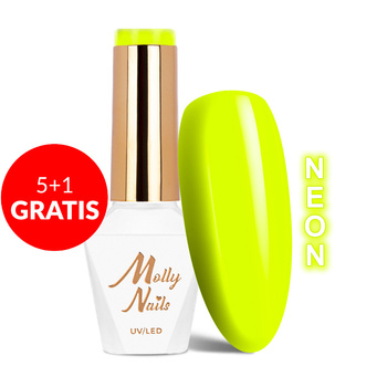5+1gratis Lakier hybrydowy Molly Nails Neons Lemon HEMA/Di-HEMA Free 8g Nr 70