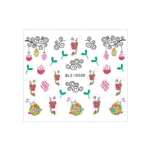 Naklejki do paznokci 3D samoprzylepne brokatowe wielkanocne BLE 1050D