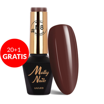 20+1gratis Lakier hybrydowy Molly Nails Natural by Monika Mielniczuk HEMA/Di-HEMA free 8g Nr N8
