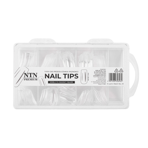 Tipsy do szybkiego przedłużania paznokci Nail Tips NTN Premium kwadrat 100 szt