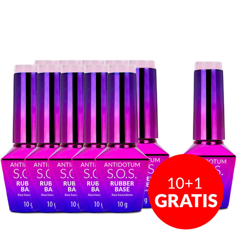 10+1gratis Baza kauczukowa elastyczne paznokcie S.O.S. Antidotum Molly Nails Cotton Candy 10g
