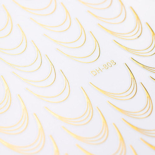 Naklejki samoprzylepne na paznokcie/ French/ Francuska linia uśmiechu 39 szt gold DH-808