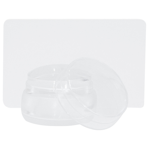 Stempel stempelek silikonowy do blaszek ze ściągaczką 8x5 cm i zatyczką ochronną przejrzysta ergonomiczna obudowa