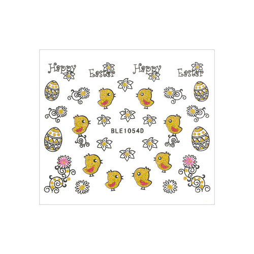 Naklejki do paznokci 3D samoprzylepne brokatowe wielkanocne BLE 1054D