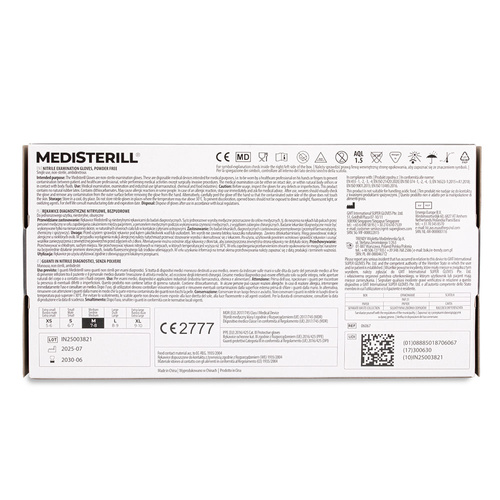 Rękawiczki jednorazowe nitrylowe diagnostyczne i ochronne Medisterill rozmiar M czarne 100szt