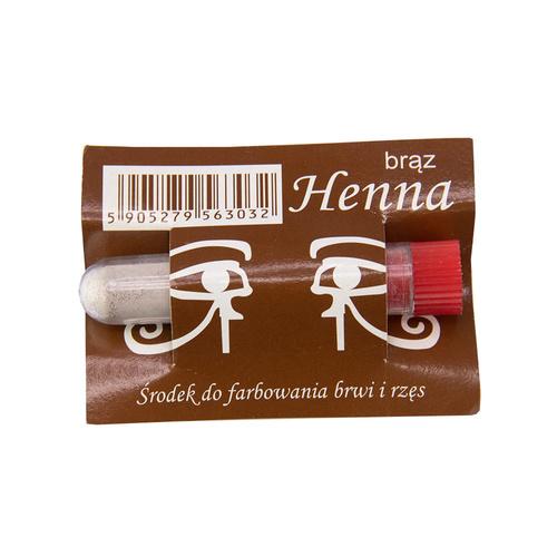 Henna szczecińska w proszku do farbowania brwi i rzęs fiolka brązowa