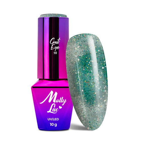 Magnetyczny lakier hybrydowy z efektem kociego oka Cat Eye Foxy Eyes Eye Of The Ocean MollyLac 10g Nr 556