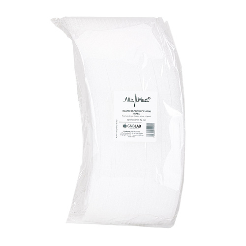 Klapki kosmetyczne jednorazowe japonki z pianki białe AlleMed 12 par