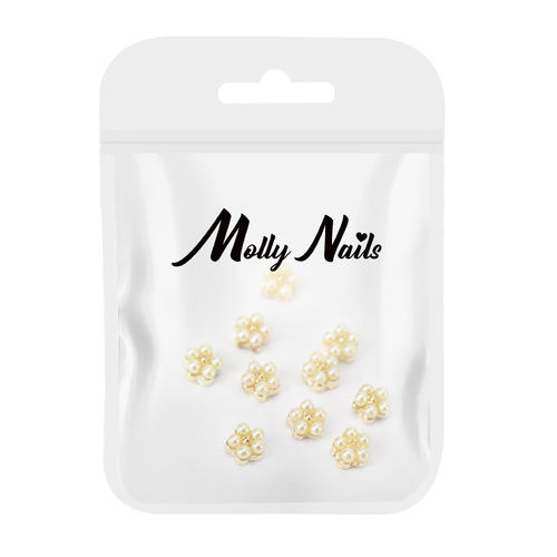 Ozdoby do paznokci kwiatki perłowe 3D Molly Nails Nr 1 10 szt